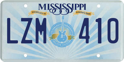 MS license plate LZM410