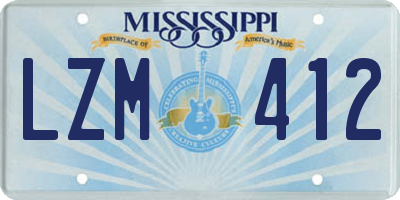 MS license plate LZM412