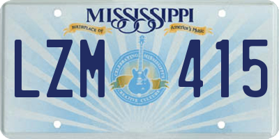 MS license plate LZM415