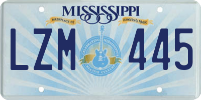 MS license plate LZM445