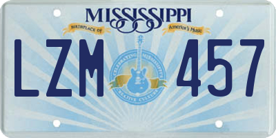 MS license plate LZM457