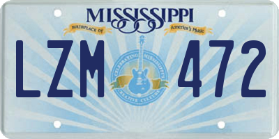 MS license plate LZM472