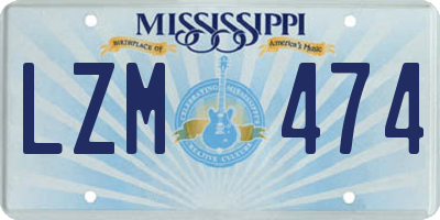 MS license plate LZM474