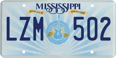 MS license plate LZM502