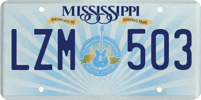 MS license plate LZM503