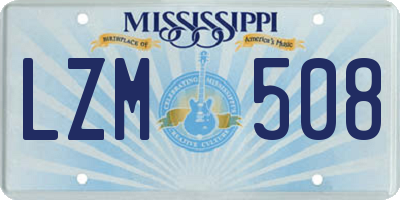 MS license plate LZM508