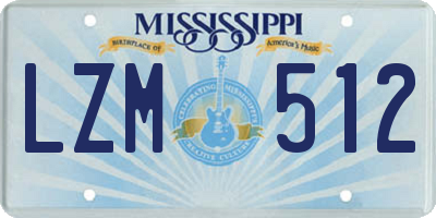 MS license plate LZM512