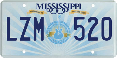 MS license plate LZM520