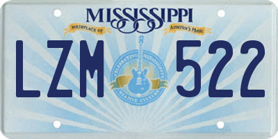 MS license plate LZM522