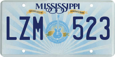 MS license plate LZM523