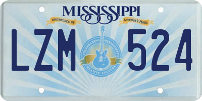 MS license plate LZM524