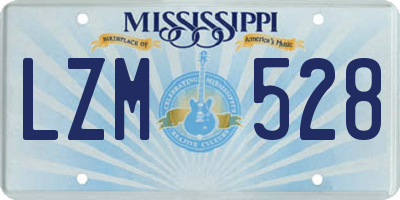 MS license plate LZM528