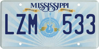 MS license plate LZM533