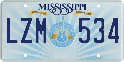 MS license plate LZM534