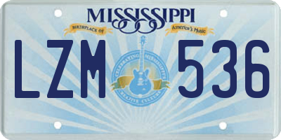 MS license plate LZM536