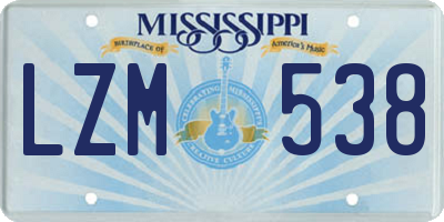 MS license plate LZM538