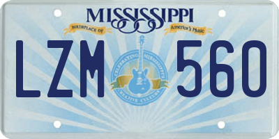 MS license plate LZM560