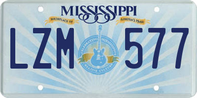 MS license plate LZM577