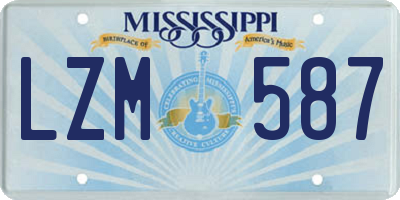 MS license plate LZM587