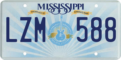 MS license plate LZM588
