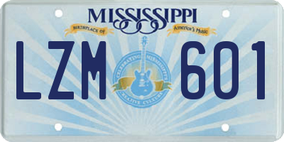 MS license plate LZM601