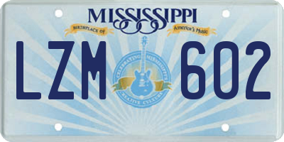 MS license plate LZM602