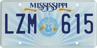 MS license plate LZM615