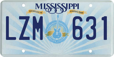 MS license plate LZM631