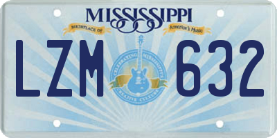 MS license plate LZM632