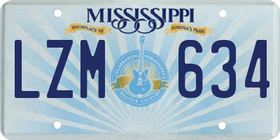 MS license plate LZM634
