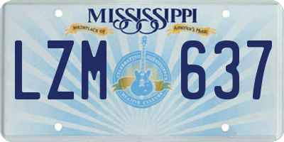 MS license plate LZM637