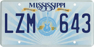 MS license plate LZM643