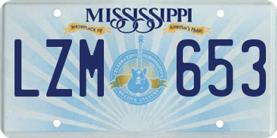 MS license plate LZM653