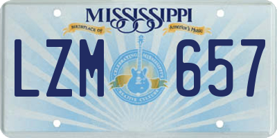 MS license plate LZM657