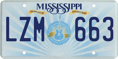 MS license plate LZM663