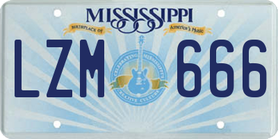 MS license plate LZM666