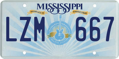 MS license plate LZM667
