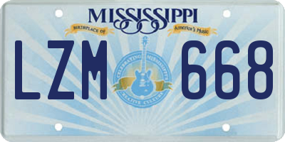 MS license plate LZM668