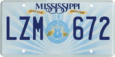 MS license plate LZM672