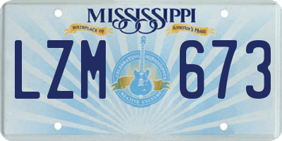 MS license plate LZM673