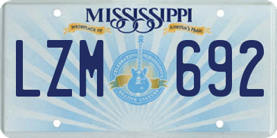 MS license plate LZM692