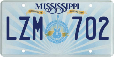 MS license plate LZM702
