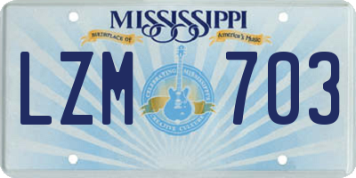 MS license plate LZM703