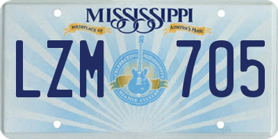 MS license plate LZM705