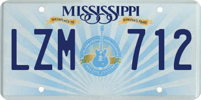 MS license plate LZM712