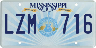 MS license plate LZM716