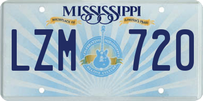 MS license plate LZM720
