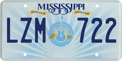 MS license plate LZM722