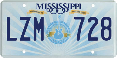 MS license plate LZM728