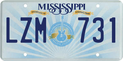 MS license plate LZM731